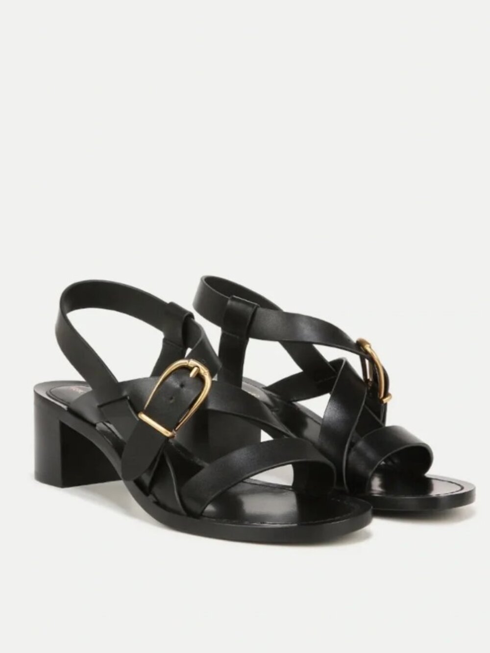 Womens Veronica Beard Etta Black Strappy Leather Block Heel Slingback Sandal 8.5